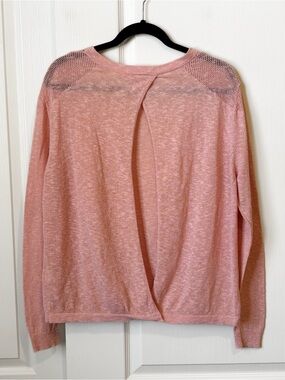 Roxy Peachy Pink Open Back Find Your Wings Lightweight Pullover Crewneck Sweater